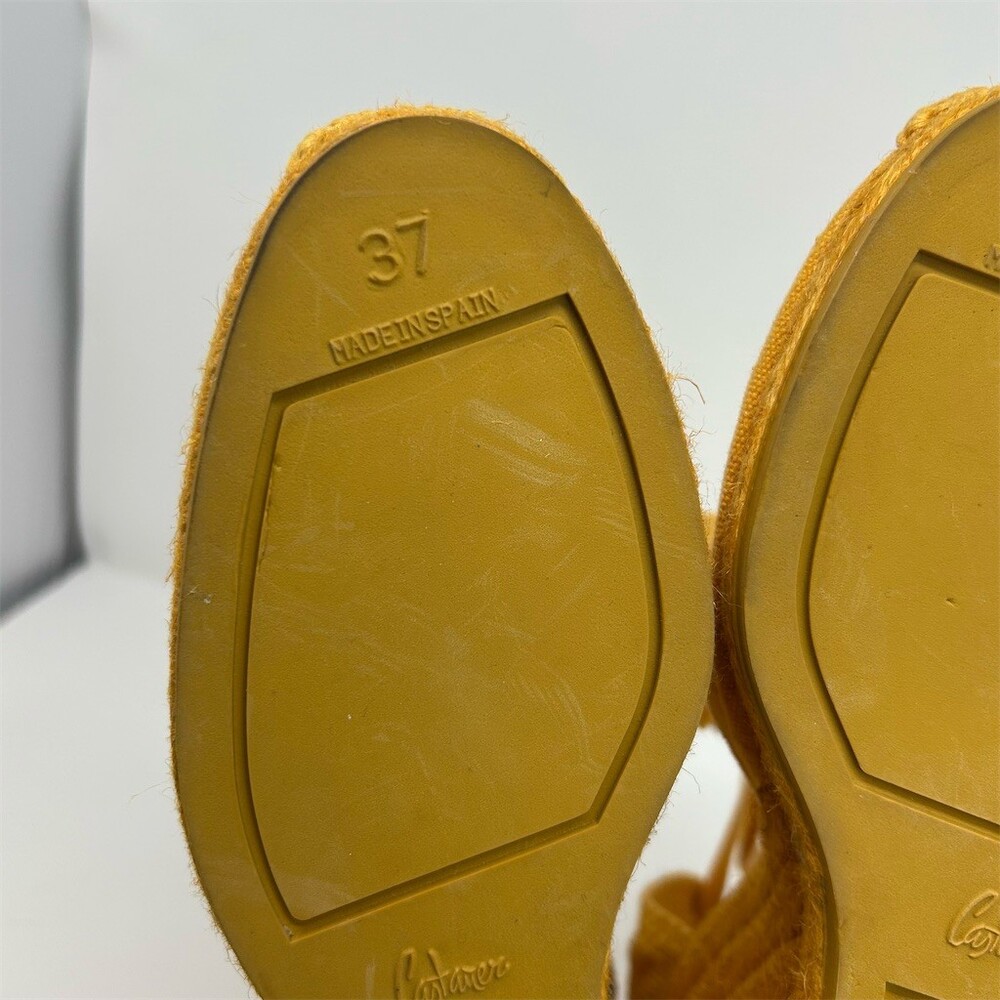 Castañer Womens Mustard Yellow Espadrille Wedge Heels Lace-Up Ankle Wrap Size 37 - Picture 10 of 13